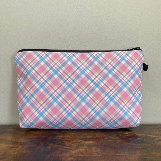 Pouch - Plaid Pink Blue