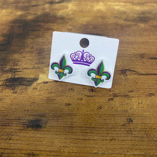 Acrylic Stud Earrings - Mardi Gras